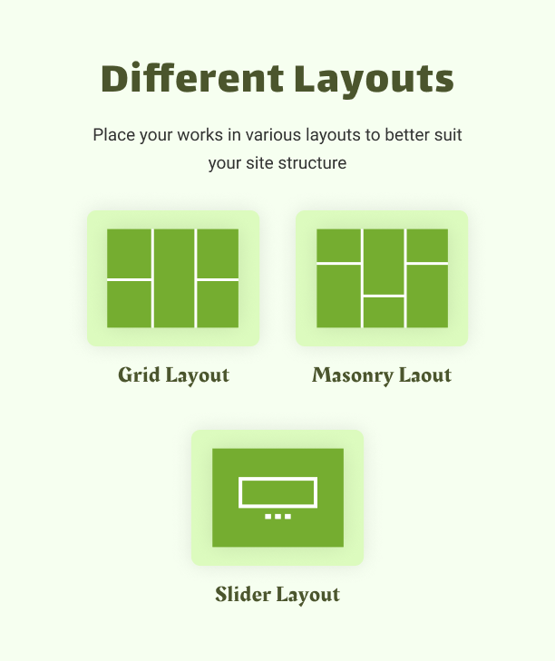 Different Layouts - Gallery Showcase Pro for WordPress