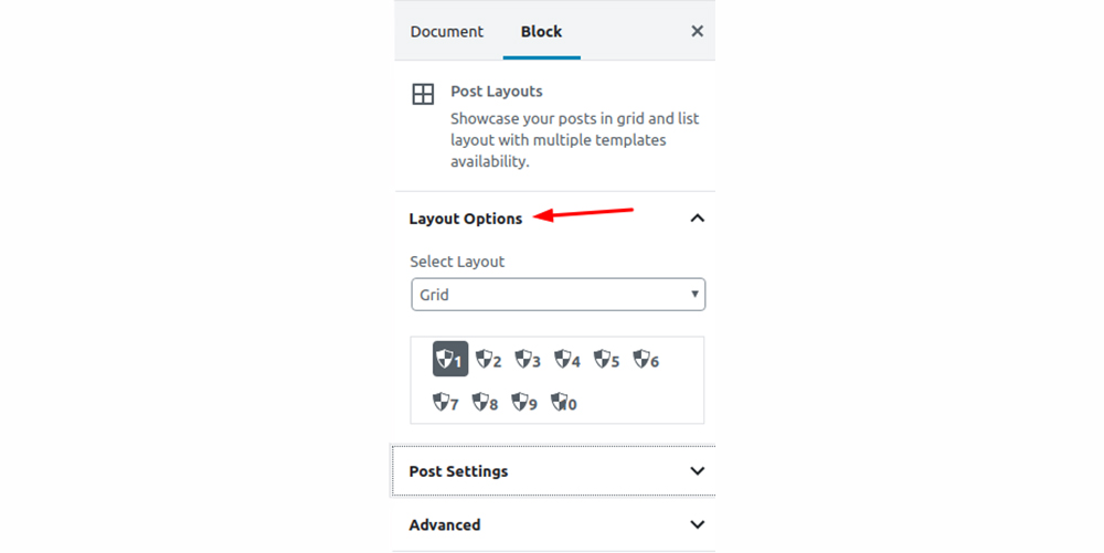 Layout Options - Post Layouts block