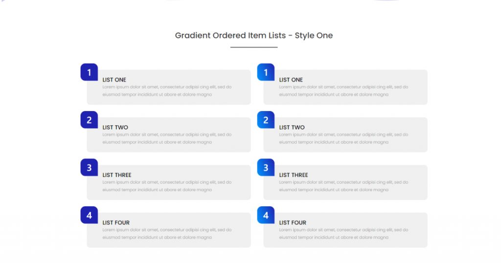 Gradient Ordered Item Lists - Item Lists for Elementor