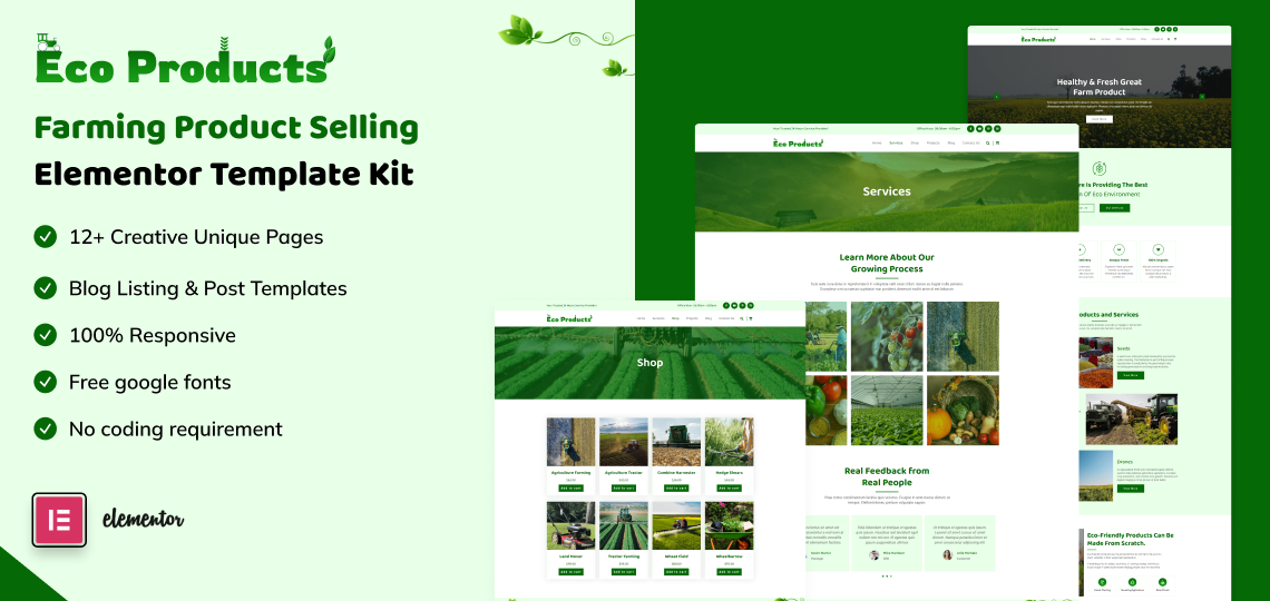 Eco Products Elementor Kit Product Banner