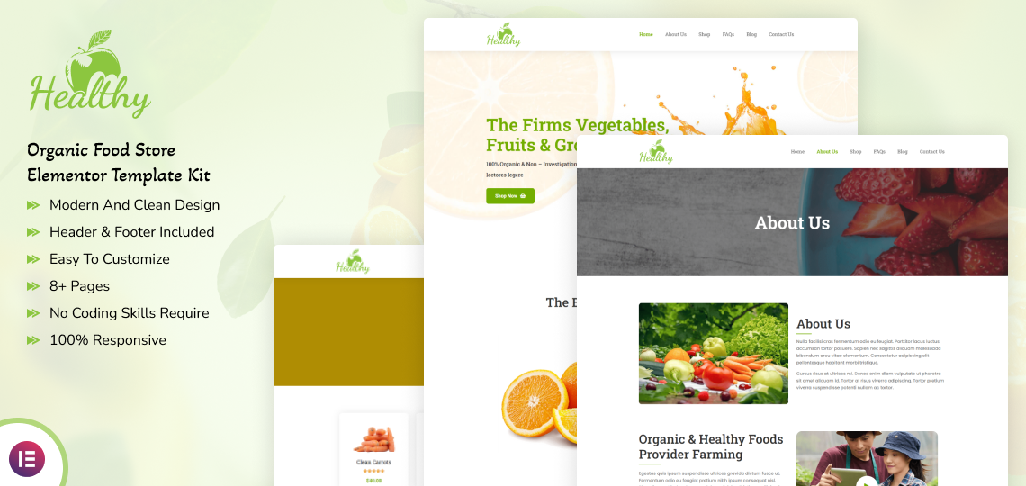 Healthy Elementor Kit Product Banner