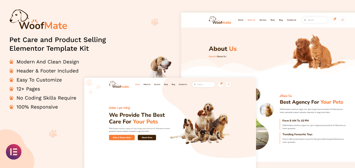Woofmate Elementor Kit Product Banner