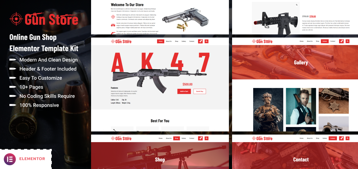 Gun Store Elementor Kit Product Banner