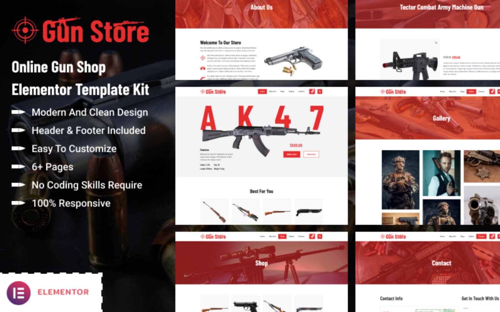 Gun Store - Online Gun Shop Elementor Template Kit